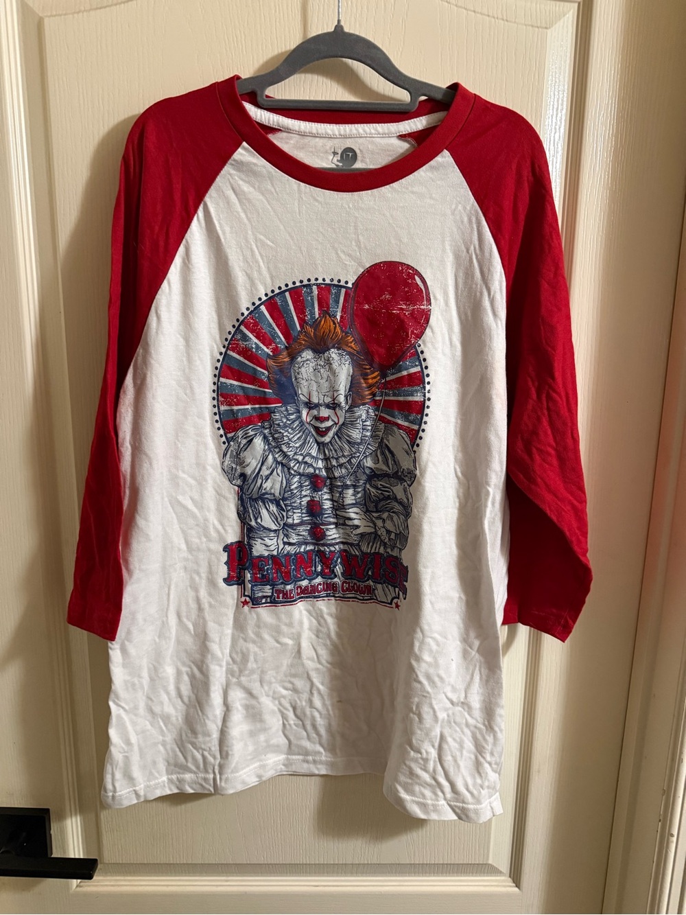 Red & White Shirt with Pennywise Graphic
